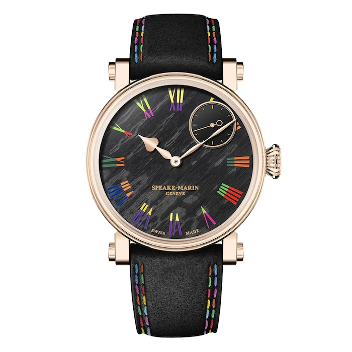 Speake-Marin Elegance Automatic 38mm Men’s Watch with Black Material Dial, Gold Case, 30m Water Resistant / 423814160