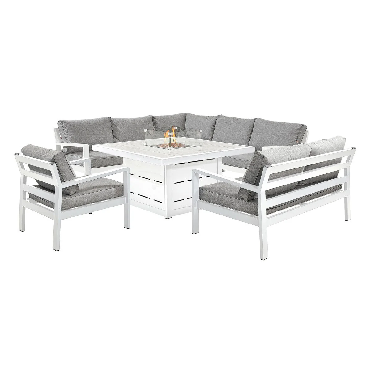 Stone Garden 4 Piece Deep Seating Corner Fire Patio Set in White - Image 8