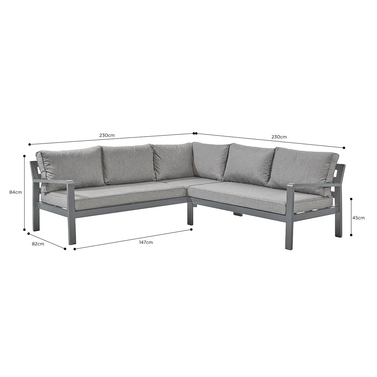 Stone Garden 4 Piece Deep Seating Corner Patio Set with Dual Height Ceramic Table in Grey - Image 5
