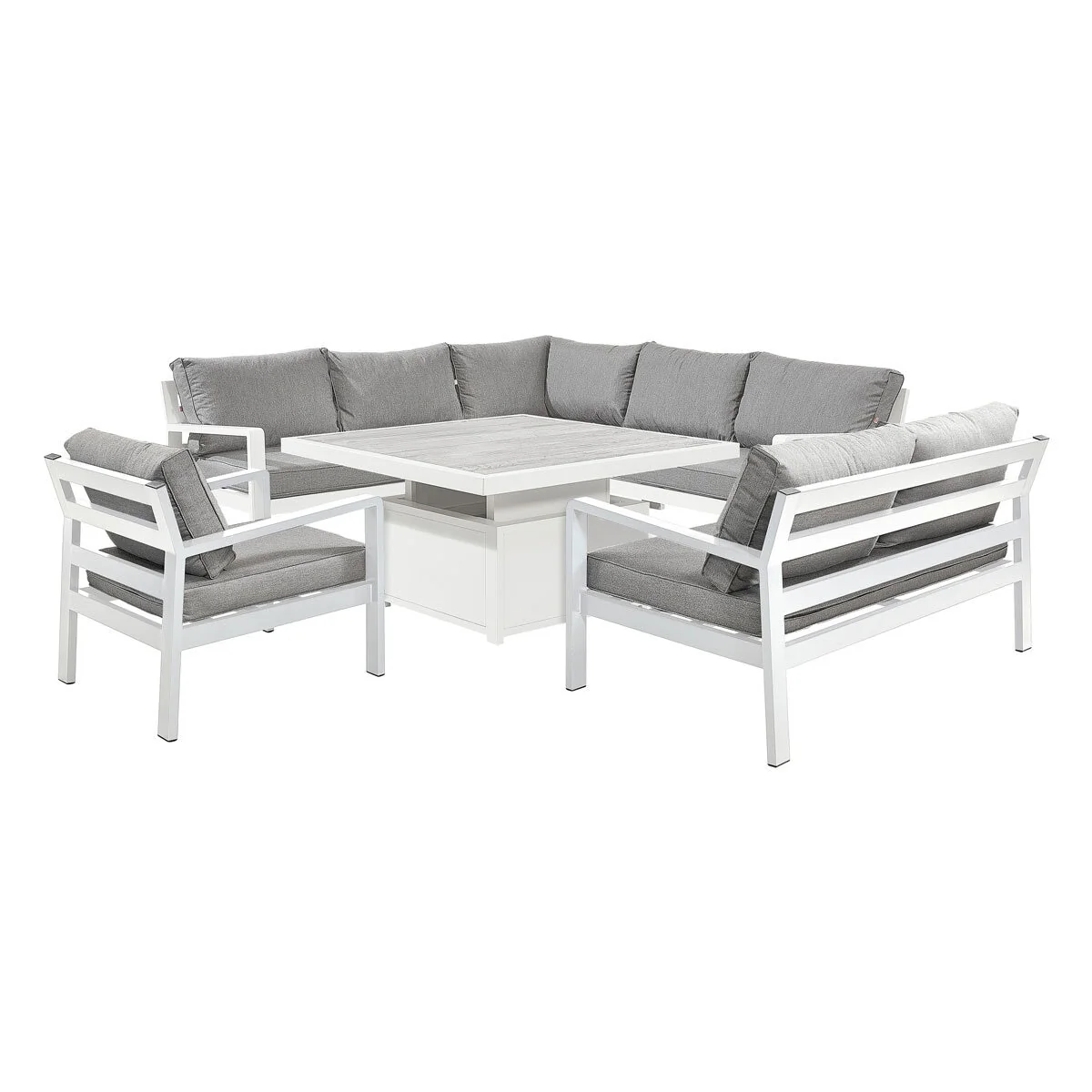 Stone Garden 4 Piece Deep Seating Corner Patio Set with Dual Height Ceramic Table in White - Image 7
