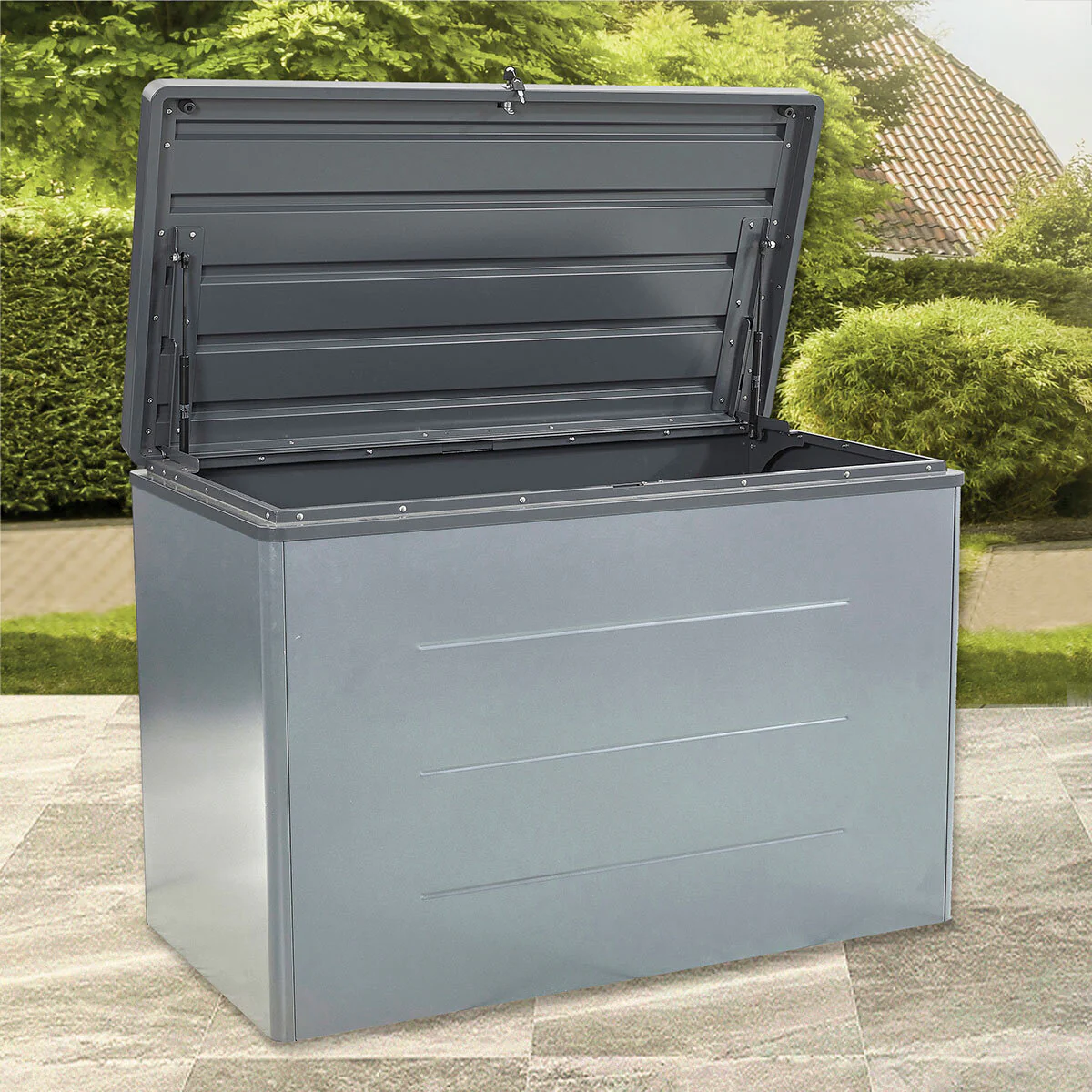 Stone Garden 4ft 2" x 2ft 2" (1.27 x 0.67m) 600 Litre Deck Box in Grey - Image 3