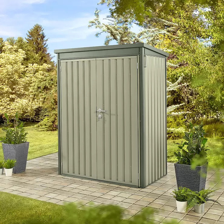 Stone Garden 4ft 7" x 2ft 6" (1.45 x 0.8m) Vertical 1,887 Litre Steel Shed in Green - Image 5