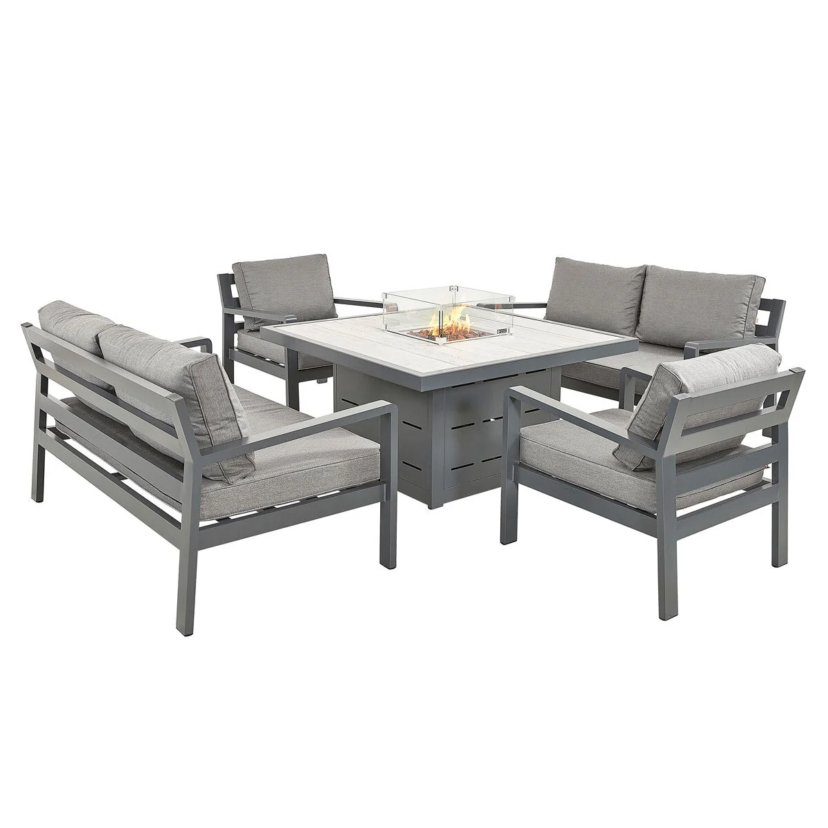 Stone Garden 5 Piece Deep Seating Fire Patio Set in Grey - Image 8