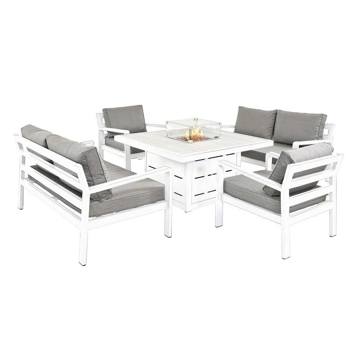 Stone Garden 5 Piece Deep Seating Fire Patio Set in White - Image 8