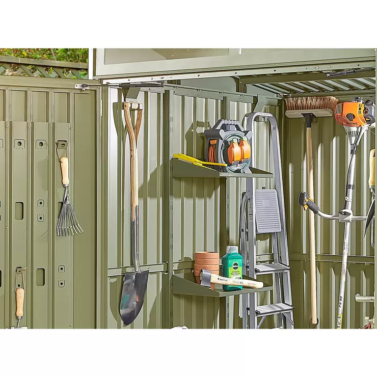 Stone Garden 5ft 11" x 5ft 11" (1.8m x 1.84m) Two Door Steel Shed in Green - Image 5