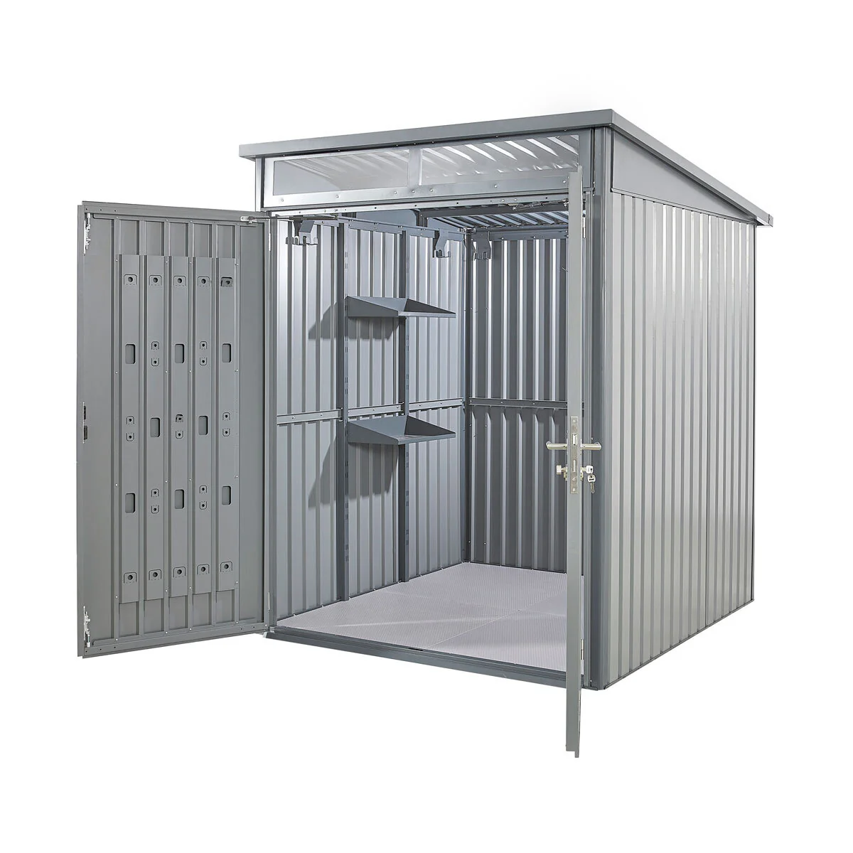 Stone Garden 5ft 11" x 5ft 11" (1.8m x 1.84m) Two Door Steel Shed in Grey - Image 6
