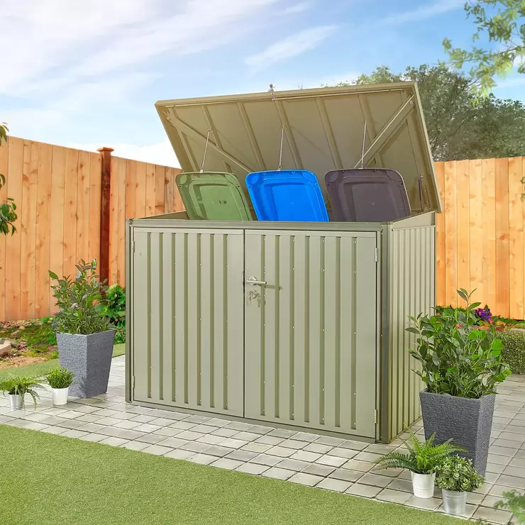 Stone Garden 6ft 5" x 2ft 11" (1.95 x 0.9m) 2,018 Litre Horizontal Storage Shed in Green - Image 4