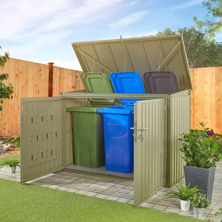 Stone Garden 6ft 5" x 2ft 11" (1.95 x 0.9m) 2,018 Litre Horizontal Storage Shed in Green - Image 2