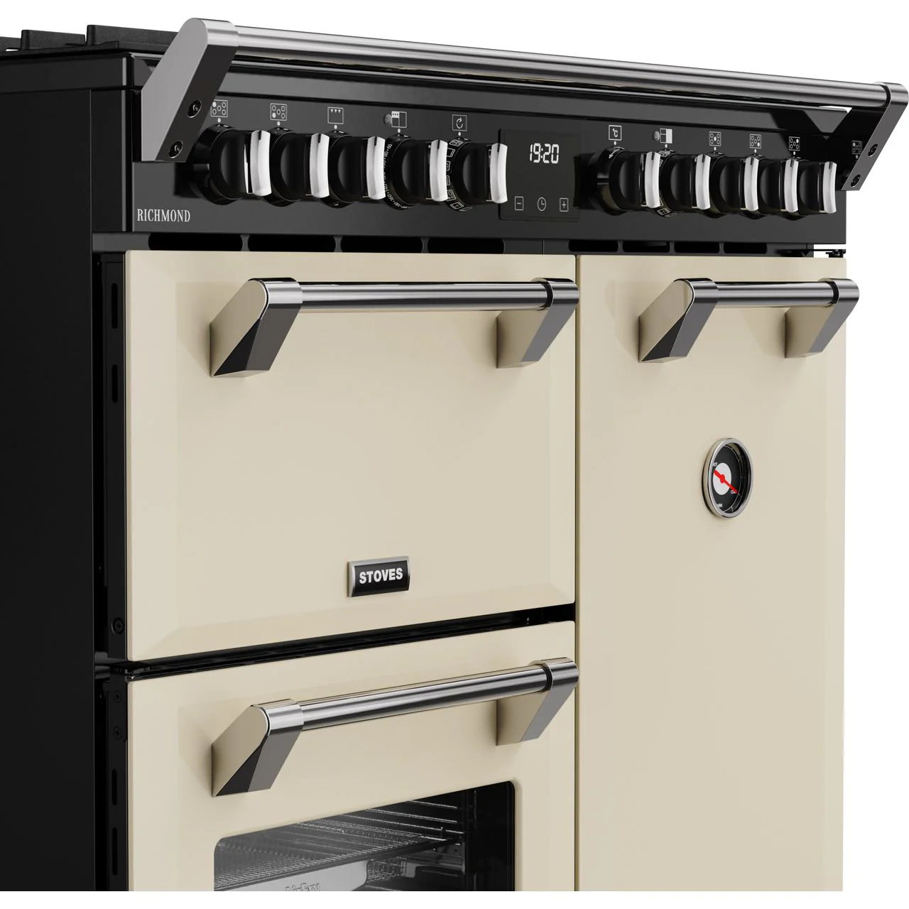 Stoves Richmond 90cm Wide Dual Fuel Range Cooker with Gas Hob - Cream - A/A/A Rated - Image 2