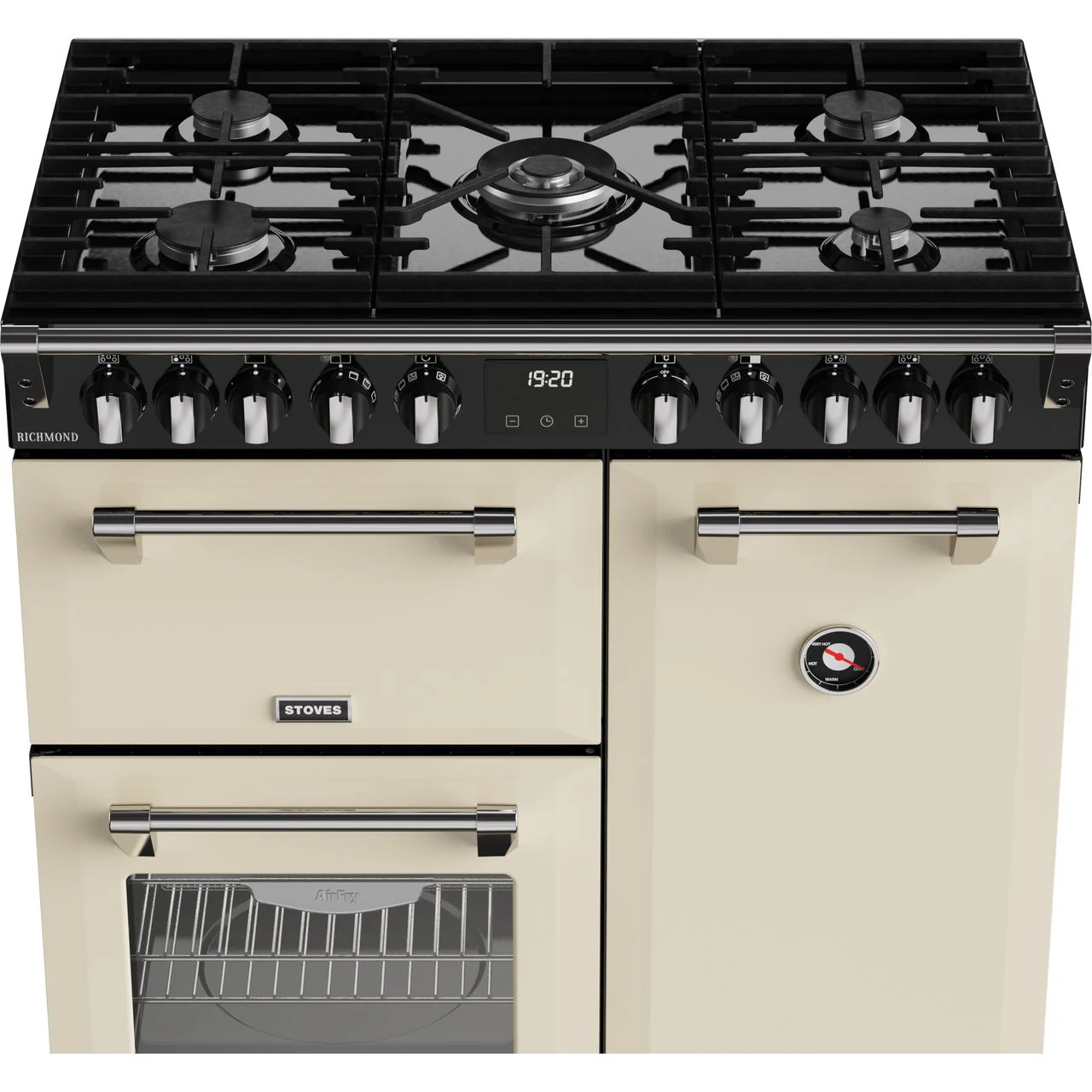 Stoves Richmond 90cm Wide Dual Fuel Range Cooker with Gas Hob - Cream - A/A/A Rated - Image 3