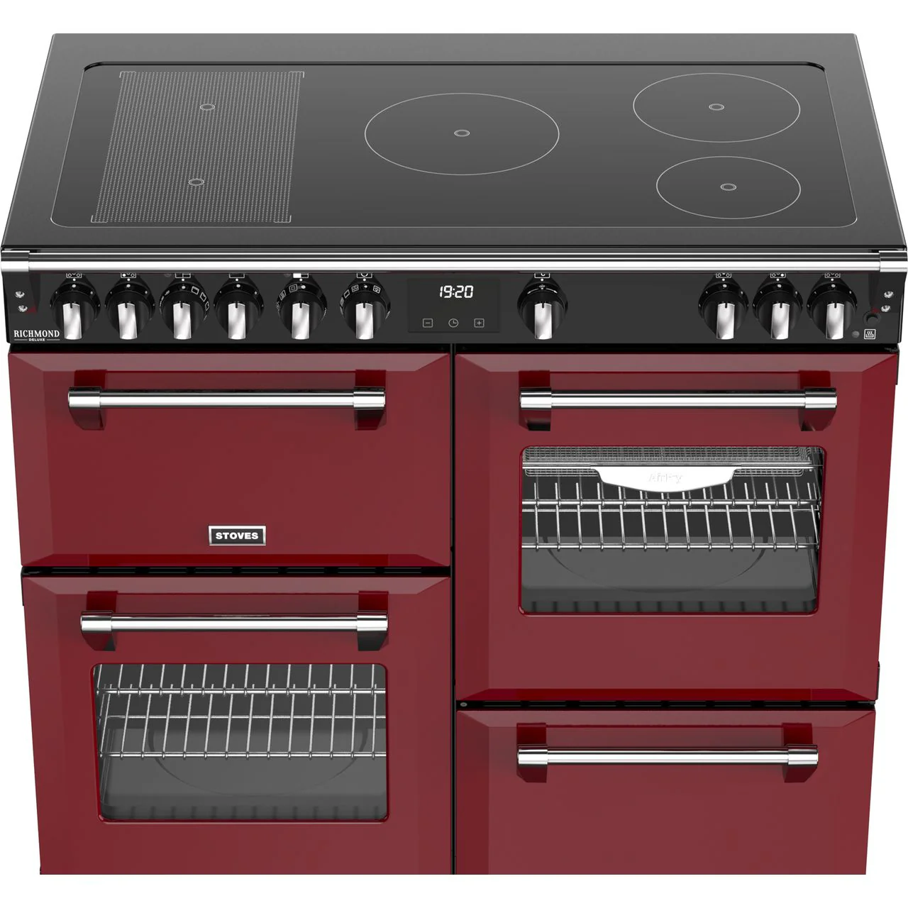 Stoves Richmond Deluxe 100Ei 100cm wide Electric Range Cooker with Induction Hob - Garnet Red - A Rated - Image 3