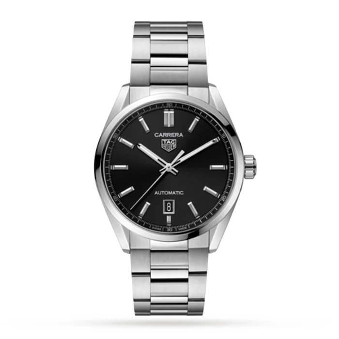TAG Heuer Automatic 39mm Men’s Watch with Black Material Dial, Stainless Steel Case & Bracelet, 100m Water Resistant / WBN2110.BA0639