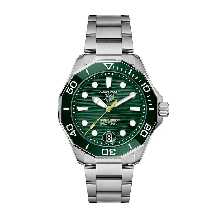 TAG Heuer Automatic 42mm Men’s Watch with Green Material Dial, Stainless Steel Case & Bracelet, 300m Water Resistant / WBP5116.BA0013