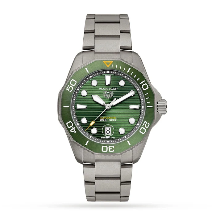 TAG Heuer Automatic 43mm Men’s Watch with Green Material Dial, Titanium Case, 300m Water Resistant / WBP208B.BF0631