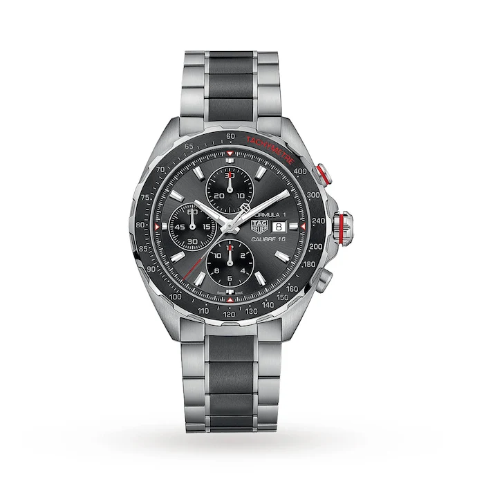 TAG Heuer Automatic 44mm Men’s Watch with Grey Material Dial, Stainless Steel Case & Bracelet, 200m Water Resistant / CAZ2012.BA0970