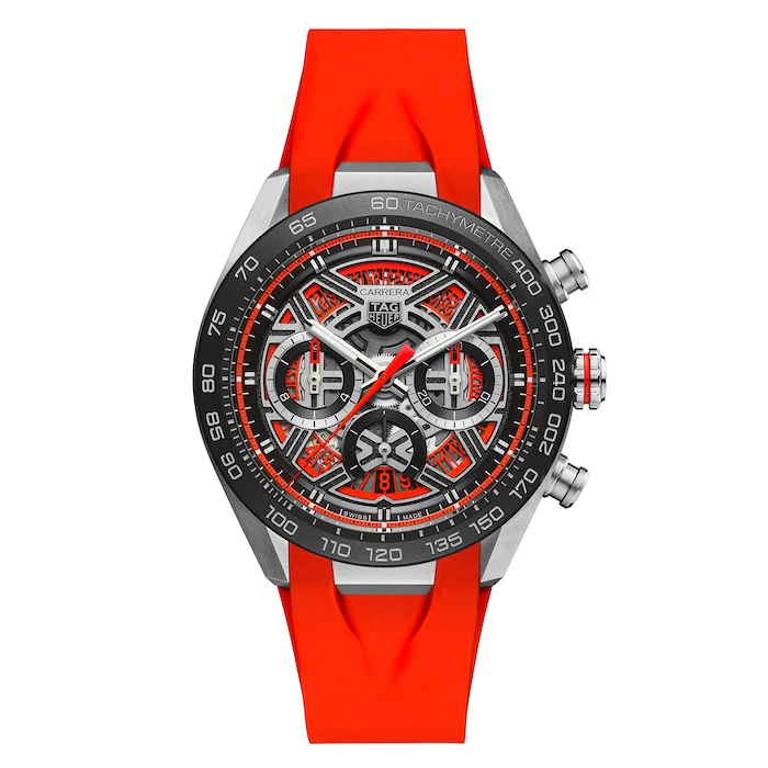 TAG Heuer Automatic 44mm Men’s Watch with Red Material Dial, Titanium Case, 100m Water Resistant / CBU2082.FT6275