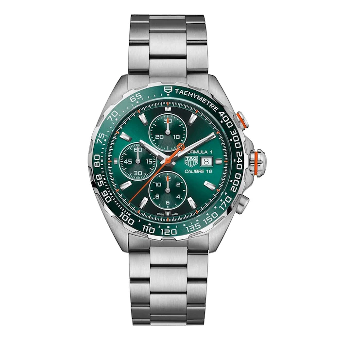 TAG Heuer Elegance Automatic 44mm Men’s Watch with Green Material Dial, Stainless Steel Case & Bracelet, 200m Water Resistant / CAZ201H.BA0876