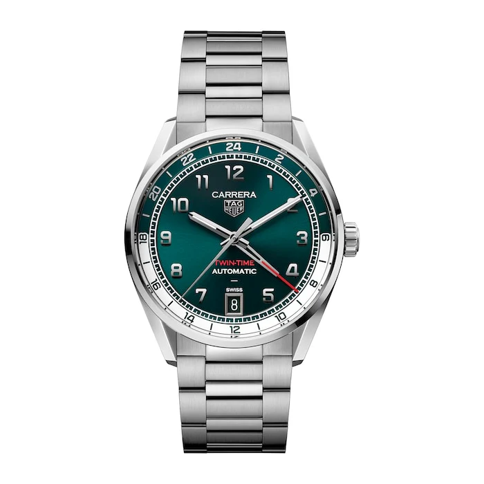 TAG Heuer Heritage Automatic 41mm Men’s Watch with Green Material Dial, Stainless Steel Case & Bracelet, 100m Water Resistant / WDA2114.BA0043