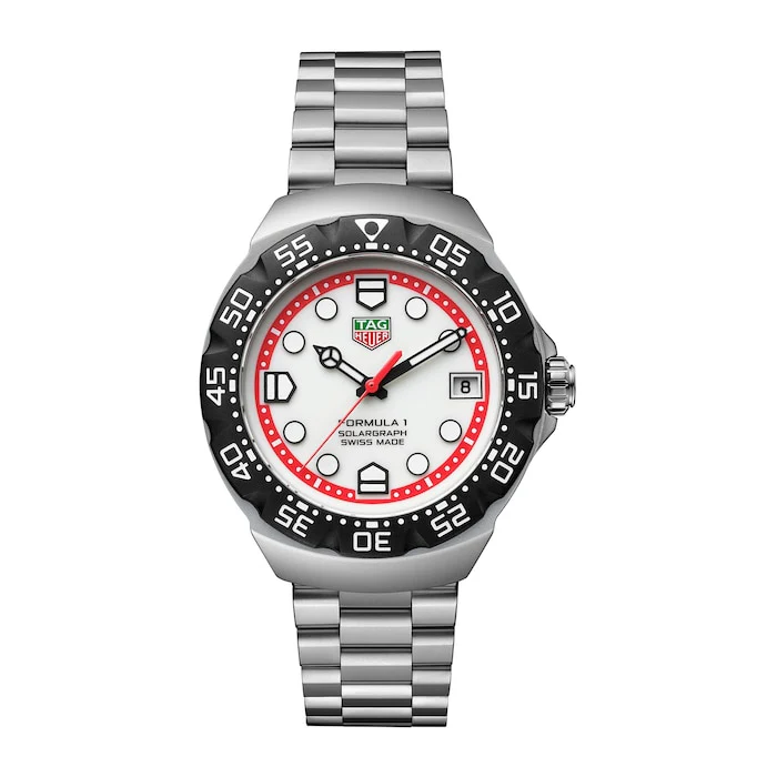 TAG Heuer Quartz 38mm Men’s Watch with White Material Dial, Stainless Steel Case & Bracelet, 100m Water Resistant / WBY1111.BA0042