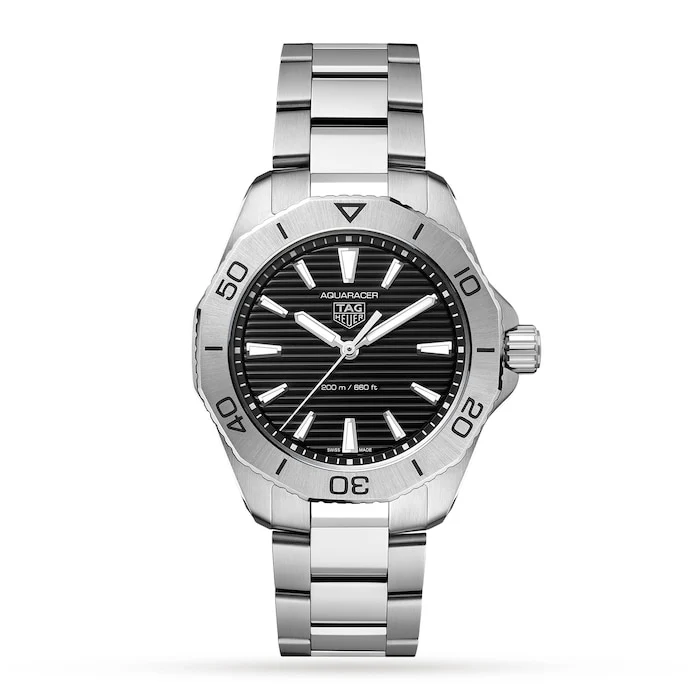 TAG Heuer Quartz 40mm Men’s Watch with Black Material Dial, Stainless Steel Case & Bracelet, 200m Water Resistant / WBP1110.BA0627