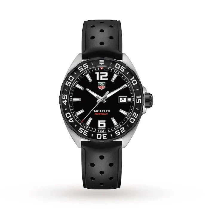 TAG Heuer Quartz 41mm Men’s Watch with Black Material Dial, Stainless Steel Case, 200m Water Resistant / WAZ1110.FT8023