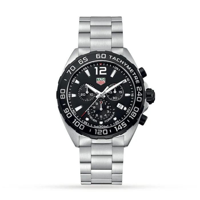 TAG Heuer Quartz 43mm Men’s Watch with Black Material Dial, Stainless Steel Case & Bracelet, 200m Water Resistant / CAZ1010.BA0842