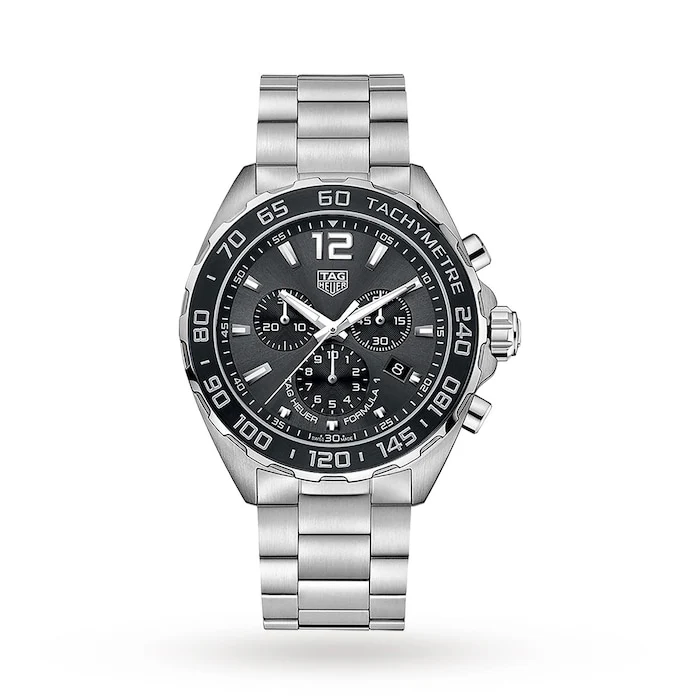TAG Heuer Quartz 43mm Men’s Watch with Grey Material Dial, Stainless Steel Case & Bracelet, 200m Water Resistant / CAZ1011.BA0842