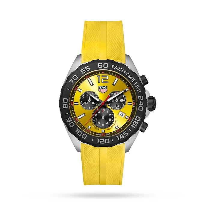 TAG Heuer Quartz 43mm Men’s Watch with Yellow Material Dial, Stainless Steel Case, 200m Water Resistant / CAZ101AM.FT8054
