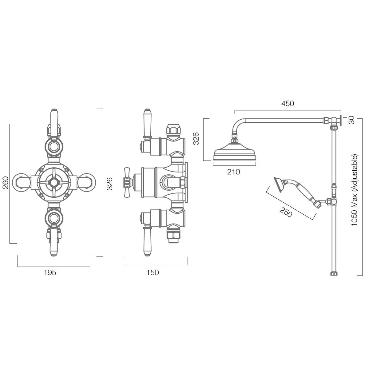Tavistock Highbury Exposed Two Function Shower - Image 5