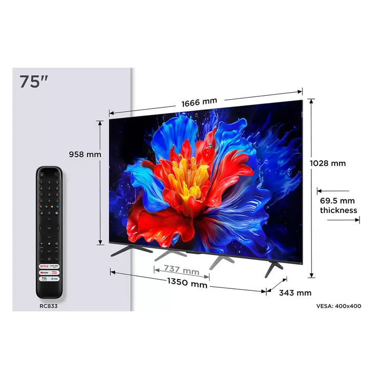TCL 75P8K-UK 75 Inch QLED TV - Image 2