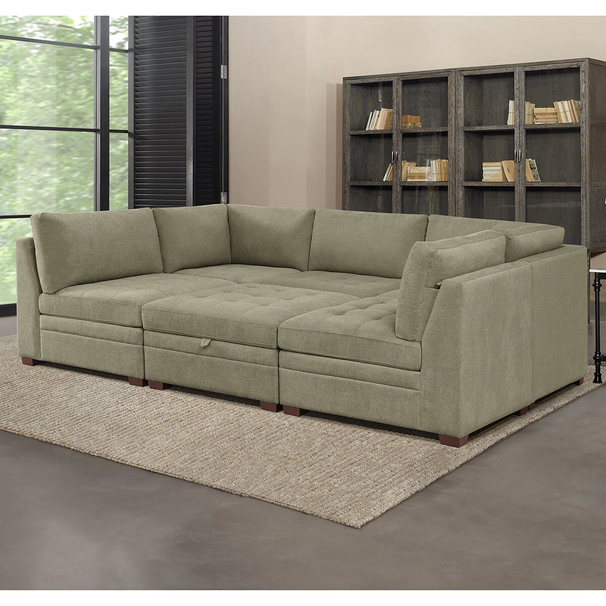 Thomasville Tisdale Beige 6 Piece Modular Fabric Sofa - Image 5