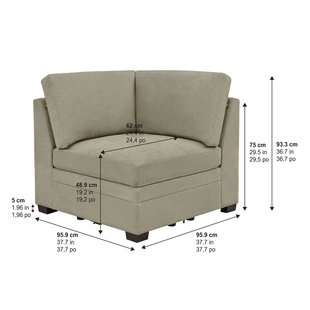Thomasville Tisdale Beige Fabric Corner Chair - Image 2