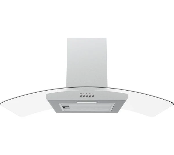 TieDex UK LOGIK L90CHDG21 Chimney Cooker Hood - Stainless Steel & Glass