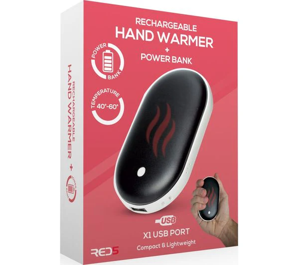 TieDex UK RED5 Rechargeable Hand Warmer & Power Bank