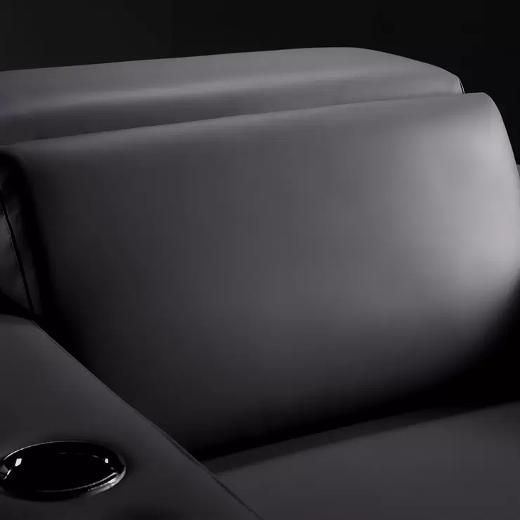 Valencia Barcelona Row of 4 Black Leather Reclining Home Theatre Seating with RGB LED - Image 7