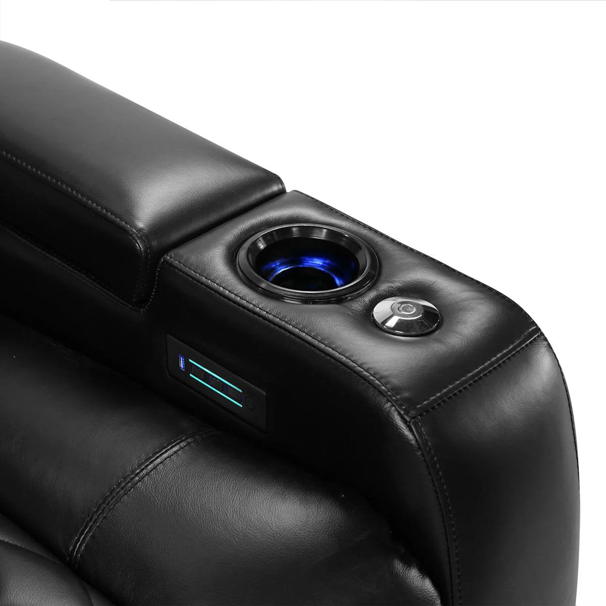 Valencia Tuscany Black Leather Power Reclining Home Theatre Sofa - Image 6