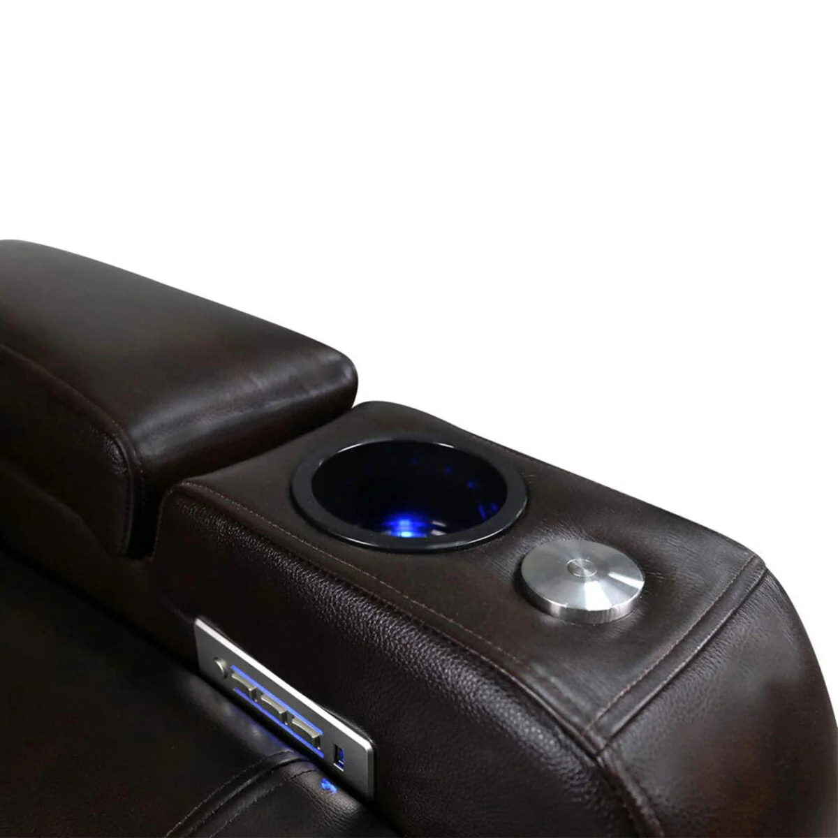 Valencia Tuscany Row of 3 Brown Leather Power Reclining Home Theatre Seating - Image 6