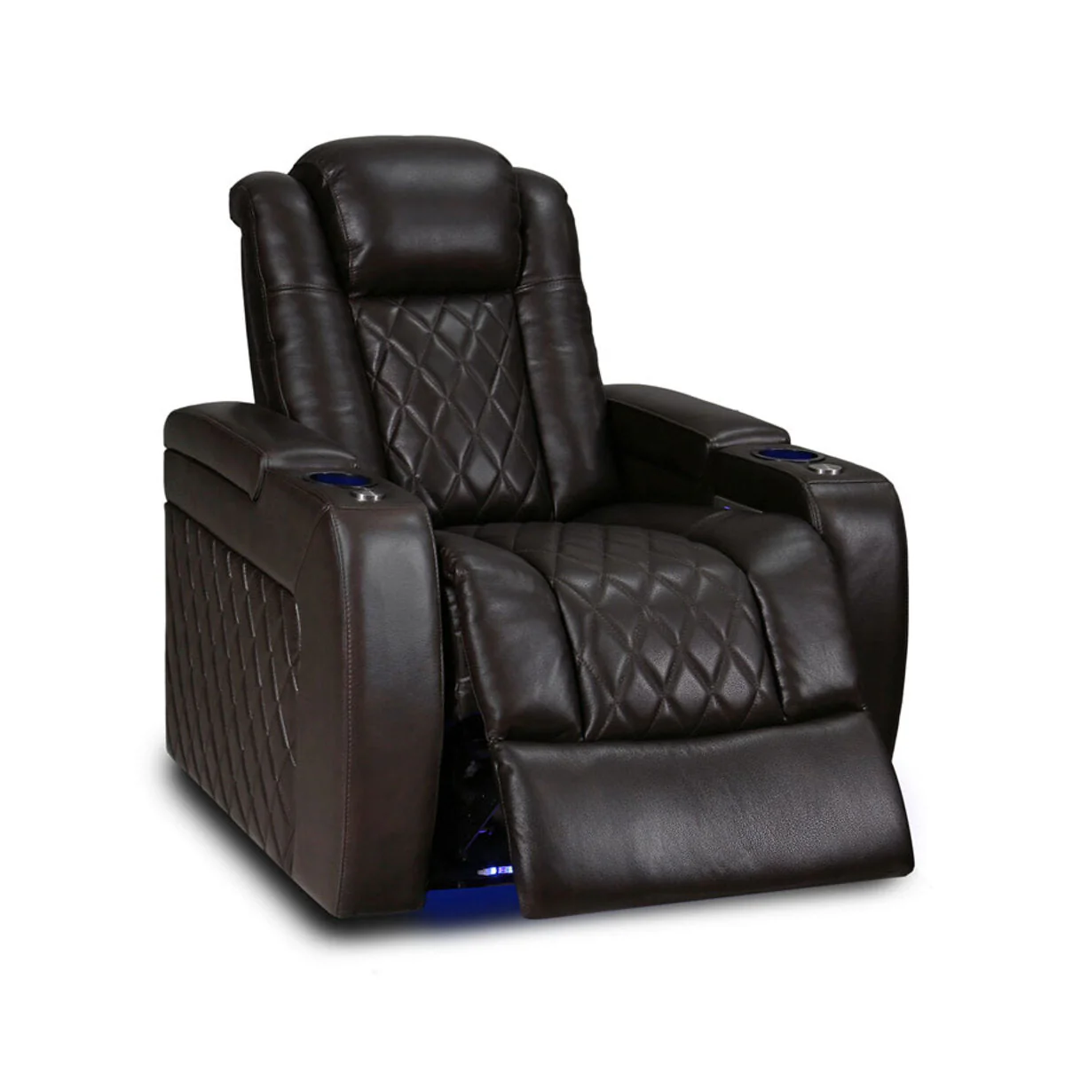 Valencia Tuscany Row of 4 Brown Leather Power Reclining Home Theatre Seating - Image 4