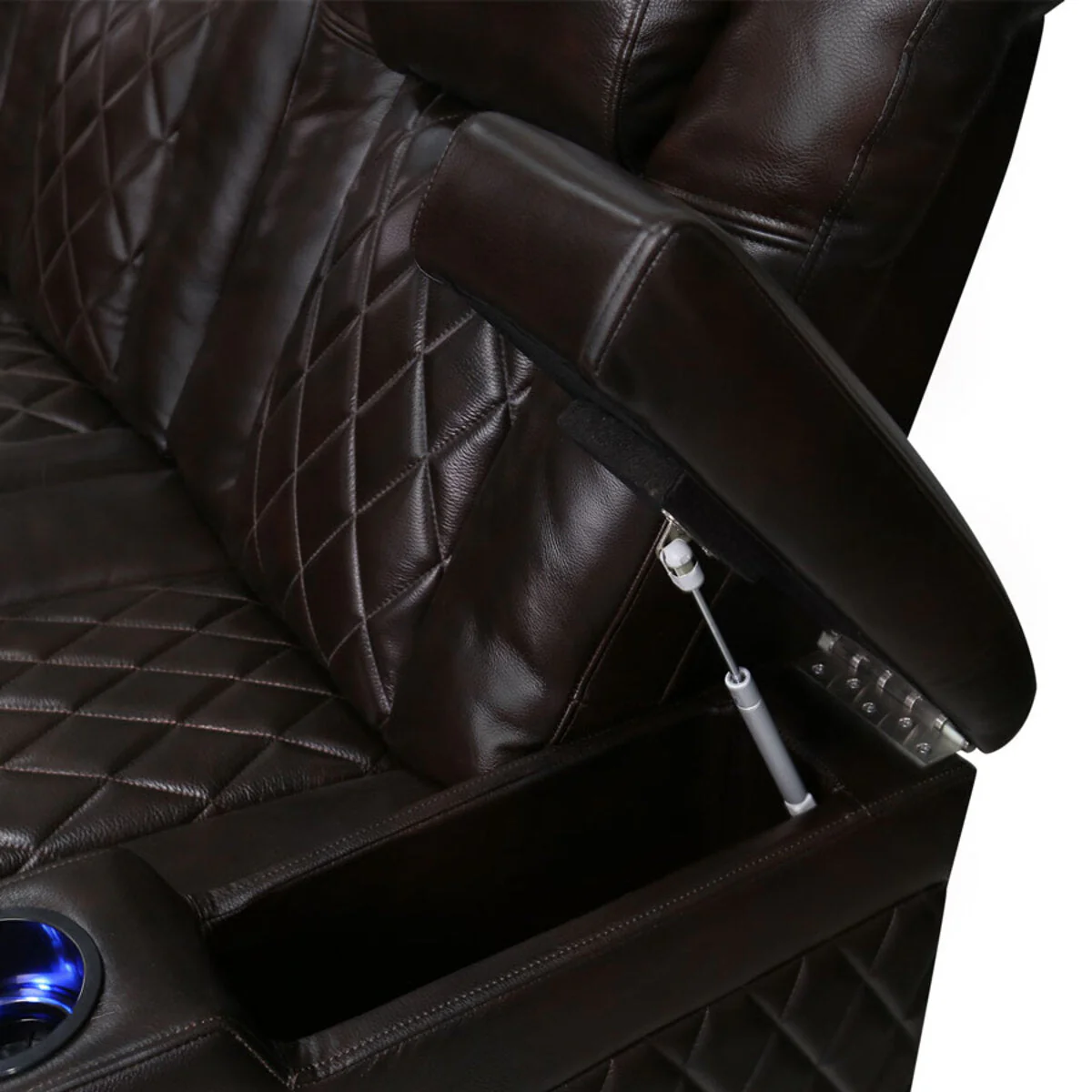 Valencia Tuscany Row of 4 Brown Leather Power Reclining Home Theatre Seating - Image 7