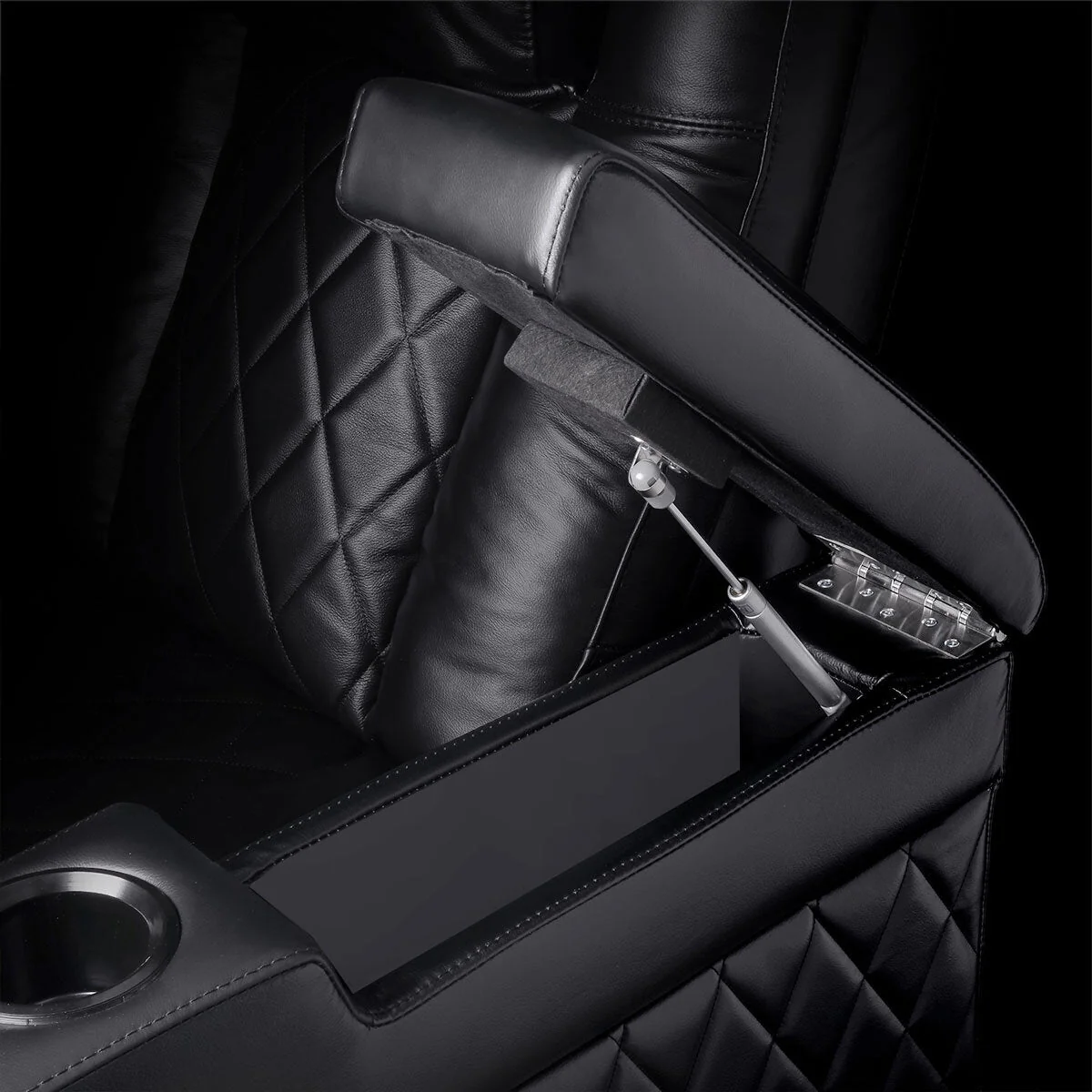 Valencia Tuscany Row of 5 Black Leather Power Reclining Home Theatre Seating - Image 7