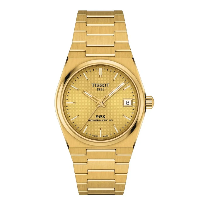 Tissot Automatic 35mm Men’s Watch with Gold Material Dial, Stainless Steel Case & Bracelet, 100m Water Resistant / T1372073302100