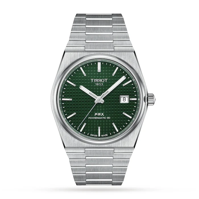 Tissot Automatic 40mm Men’s Watch with Green Material Dial, Stainless Steel Case & Bracelet, 100m Water Resistant / T1374071109100