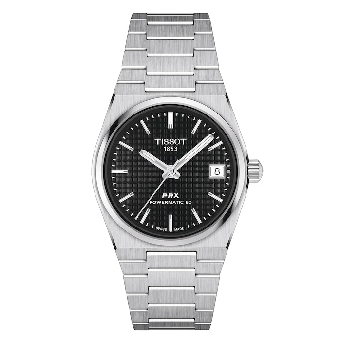 Tissot Elegance Automatic 35mm Men’s Watch with Black Material Dial, Stainless Steel Case & Bracelet, 100m Water Resistant / T1372071105100