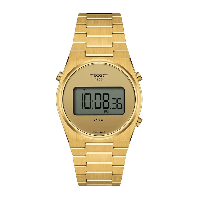 Tissot PRX Digital 35mm Unisex Watch Black PVD Yellow Gold Luxury Watch Swiss Made High Precision Movement T1372633302000