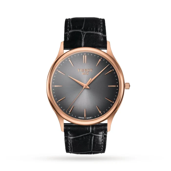 Tissot Quartz 40mm Men’s Watch with Black Material Dial, Gold Case, 30m Water Resistant / T9264107606100