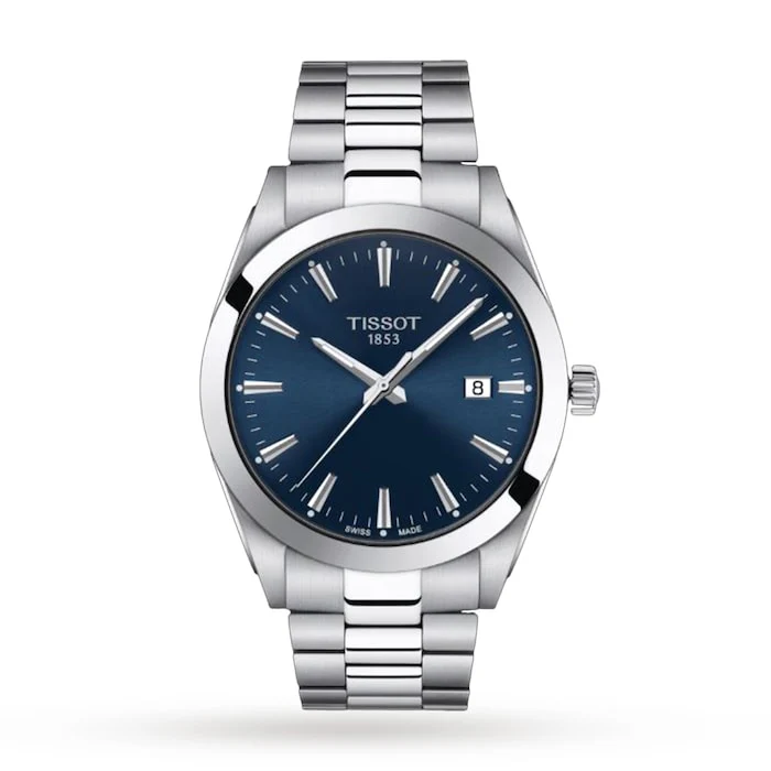 Tissot Quartz 40mm Men’s Watch with Blue Material Dial, Stainless Steel Case & Bracelet, 100m Water Resistant / T1274101104100