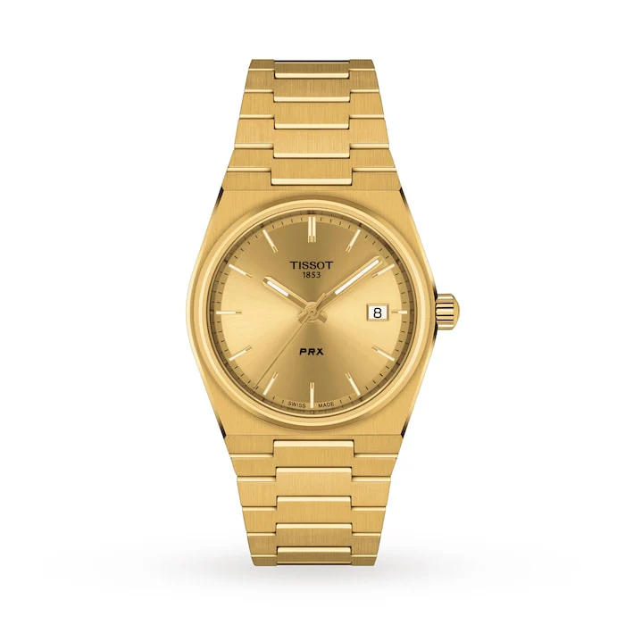 Tissot Quartz 40mm Men’s Watch with Gold Material Dial, Stainless Steel Case & Bracelet, 100m Water Resistant / T1372103302100