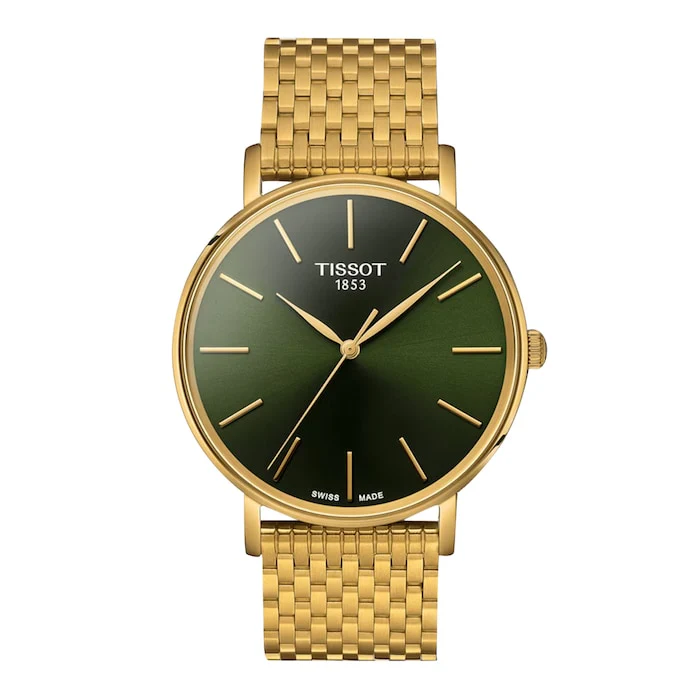 Tissot Quartz 40mm Men’s Watch with Green Material Dial, Stainless Steel Case & Bracelet, 50m Water Resistant / T1434103309100