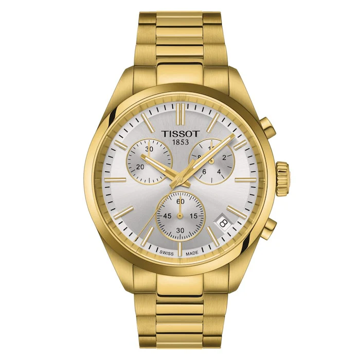 Tissot Quartz 40mm Men’s Watch with Silver Material Dial, Stainless Steel Case & Bracelet, 100m Water Resistant / T1504173303100