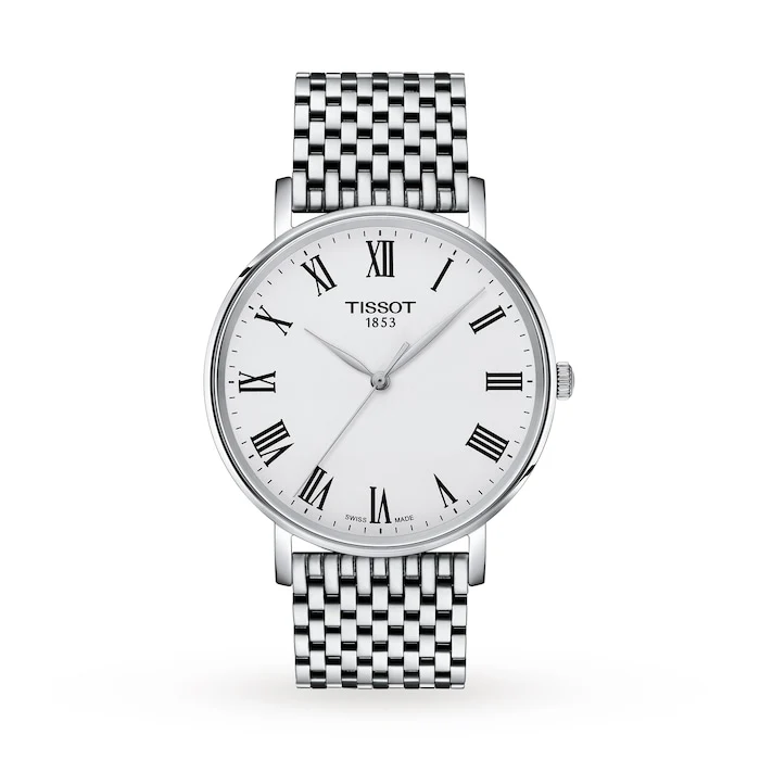 Tissot Quartz 40mm Men’s Watch with White Material Dial, Stainless Steel Case & Bracelet, 50m Water Resistant / T1434101103300